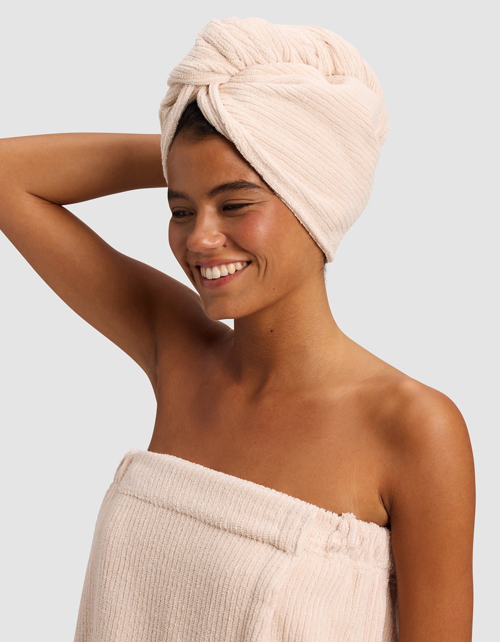 Ribbed Terry Hair Towel -