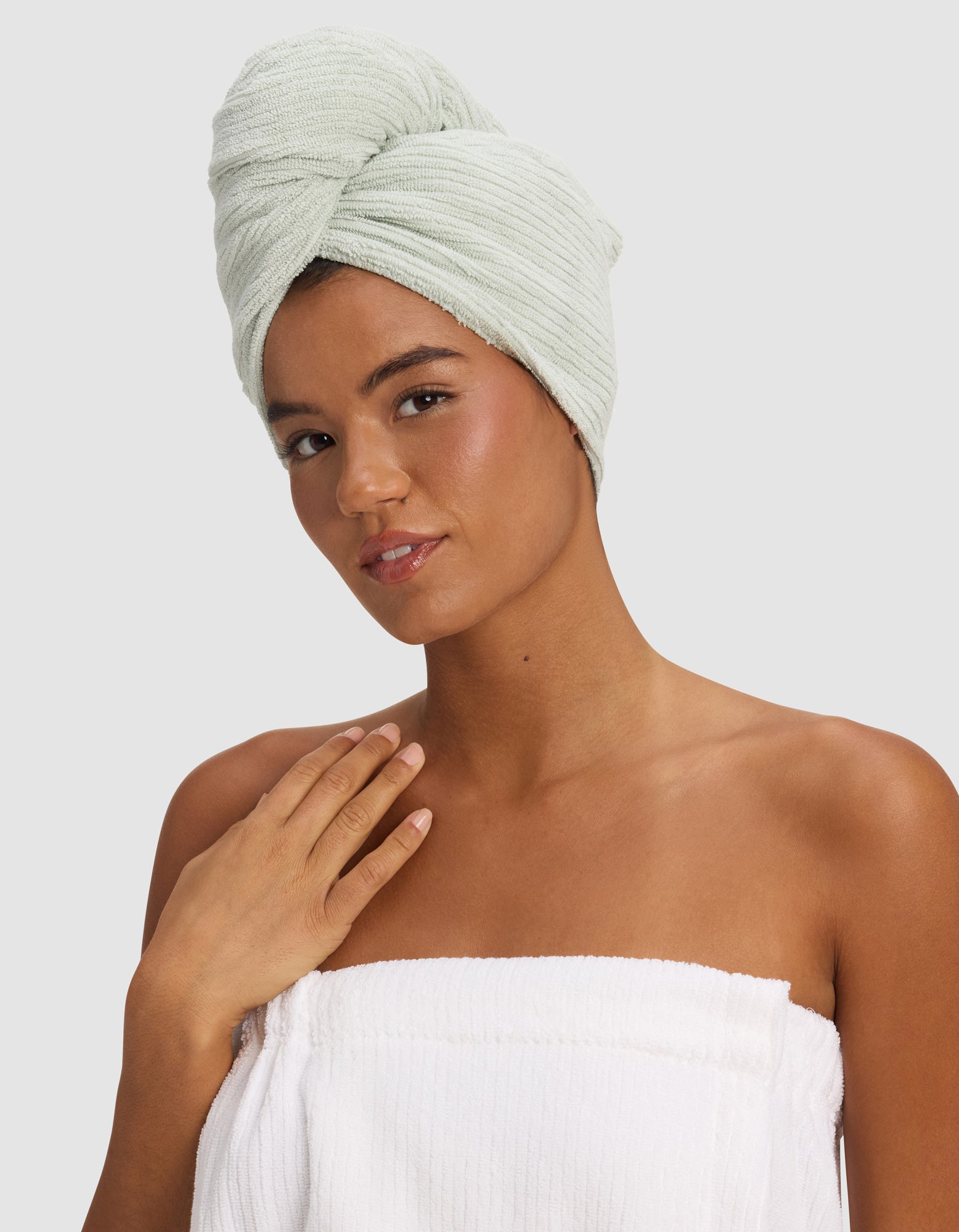 Ribbed Terry Hair Towel -